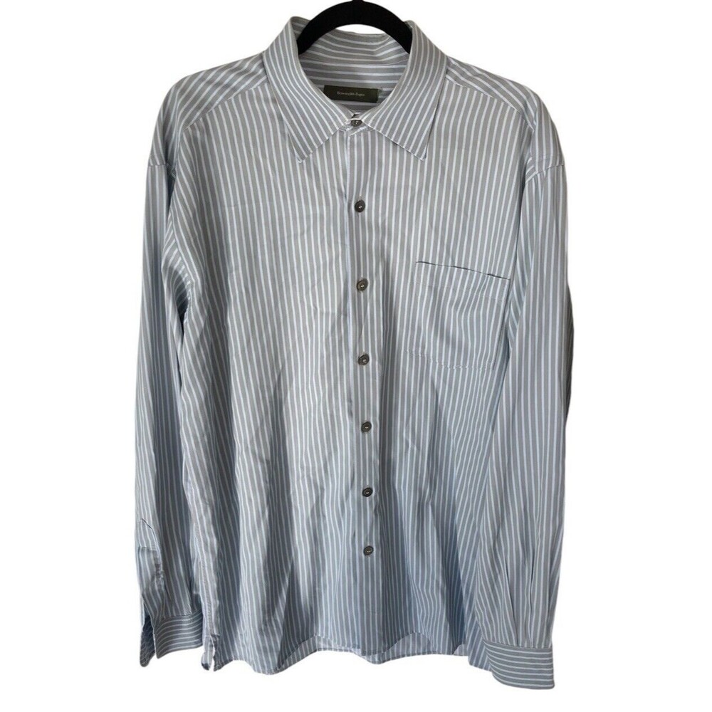 Ermenegildo Zegna Button Down Blue Striped Shirt No Size Tag